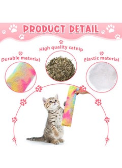 Civaner 6 Pcs Catnip Toys Interactive Cat Kicker Toy Plush Fabric Cat Kick Toy Sticks Chasing Chewing Exercising Catnip Filled Cat Toys Cat Chew Toy For Puppy Kitty (Candy Color, 10.6 Inch)  - Image 3