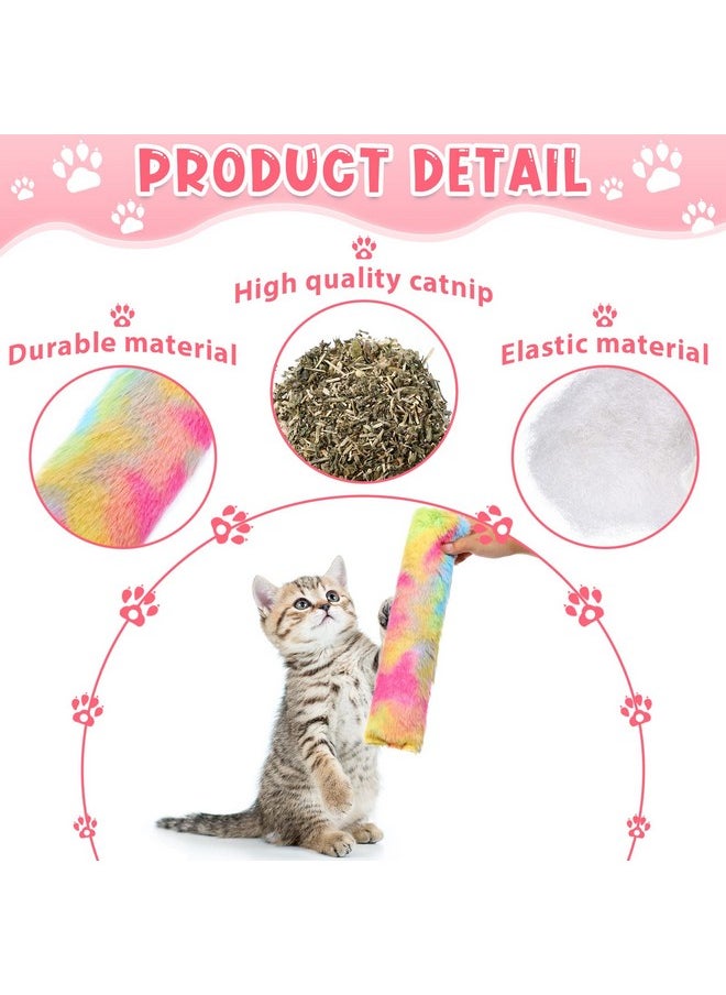 Civaner - 6 Pcs Catnip Toys Interactive Cat Kicker Toy Plush Fabric Cat Kick Toy Sticks Chasing Chewing Exercising Catnip Filled Cat Toys Cat Chew Toy For Puppy Kitty (Candy Color, 10.6 Inch) - Image 1