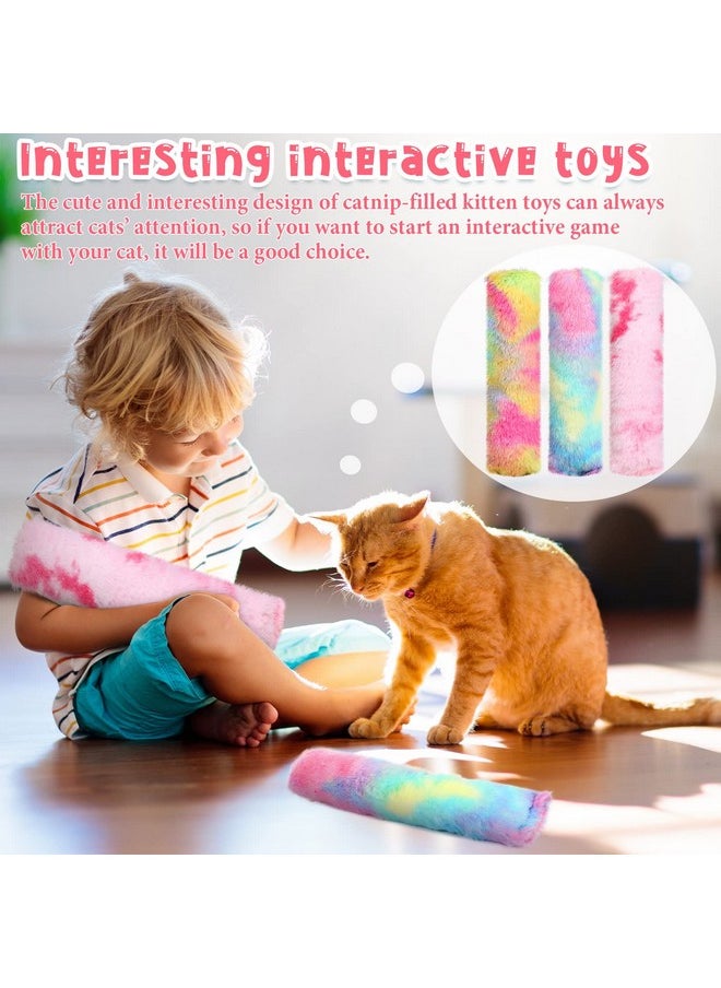 Civaner - 6 Pcs Catnip Toys Interactive Cat Kicker Toy Plush Fabric Cat Kick Toy Sticks Chasing Chewing Exercising Catnip Filled Cat Toys Cat Chew Toy For Puppy Kitty (Candy Color, 10.6 Inch) - Image 1