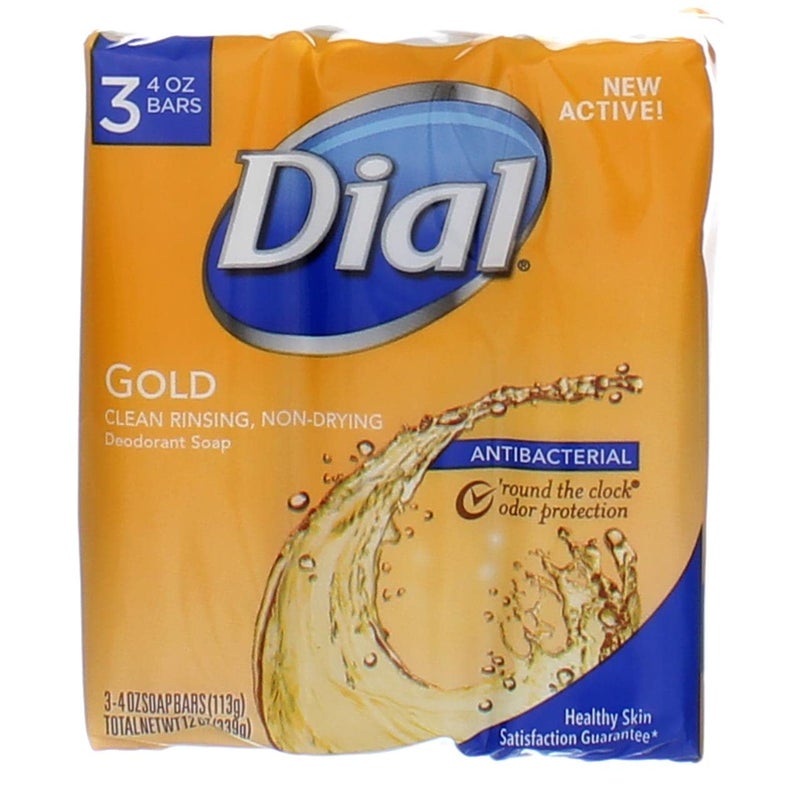 Dial Bar Soap Gold 4 Ounce 3 Count Advanced Clean Antibacterial - Image 1