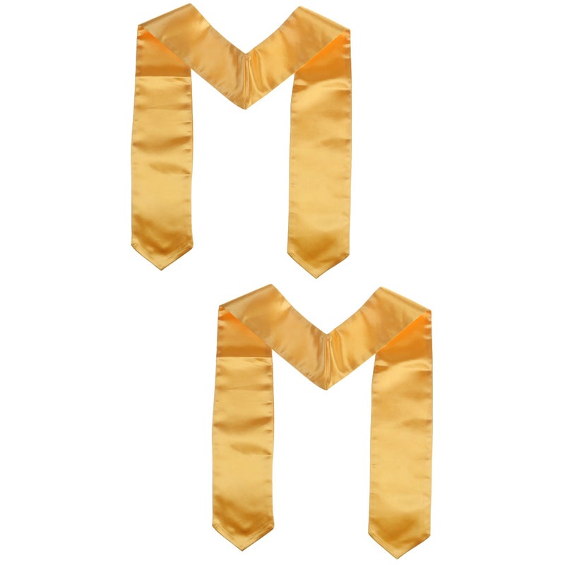 2pcs Unisex Adult Plain Graduation Stole (Golden) - Image 1