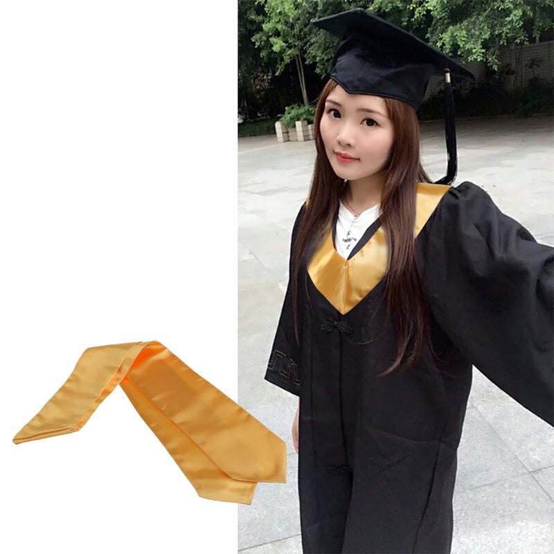 2pcs Unisex Adult Plain Graduation Stole (Golden) - Image 3