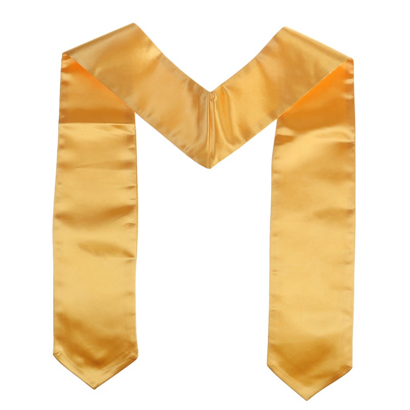 2pcs Unisex Adult Plain Graduation Stole (Golden) - Image 2