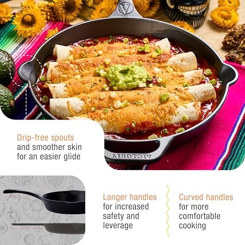Victoria 10-Inch Day of the Dead La Catrina Cast Iron Skillet, Dia de los Muertos Seasoned Cast Iron Frying Pan with Long Handle, Made in Colombia - Image 4