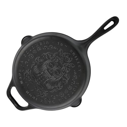 Victoria 10-Inch Day of the Dead La Catrina Cast Iron Skillet, Dia de los Muertos Seasoned Cast Iron Frying Pan with Long Handle, Made in Colombia - Image 1