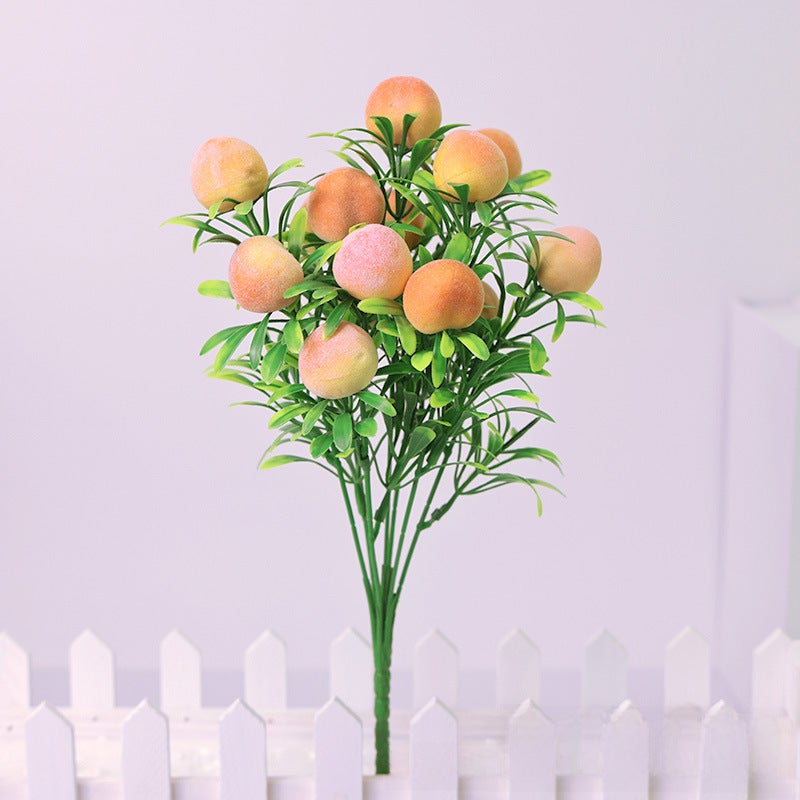 Generic Artificial Citrus  Pomegranate Home Decor [7-fork peach bundle]] 
