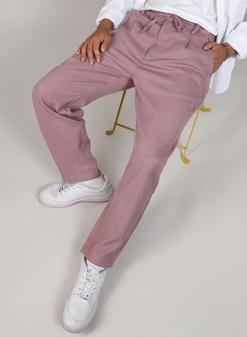 Campus Sutra Lightweight - Tailored Linen-Blend Trousers