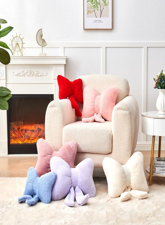 Mepherl Pink Bow Pillow,Soft Bow Throw Pillows with Faux Rabbit Fur,Cute Plush Bow Shaped Pillow Aesthetic Bow Decorative Pillows for Bed Sofa Couch (Large-16 Inch) - Image 4