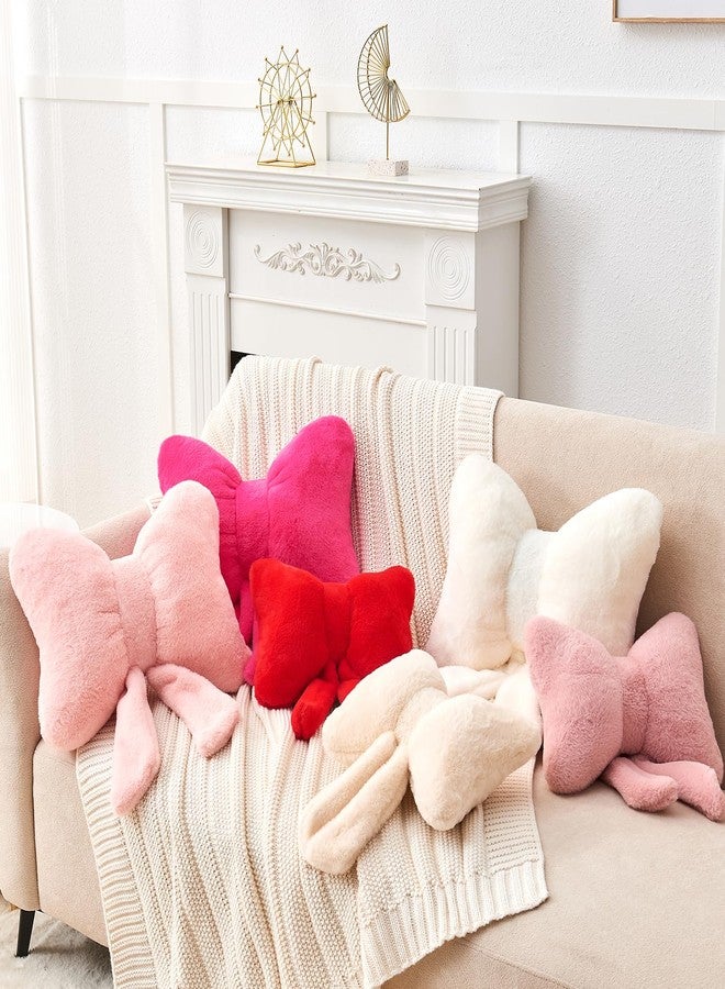 Mepherl Pink Bow Pillow,Soft Bow Throw Pillows with Faux Rabbit Fur,Cute Plush Bow Shaped Pillow Aesthetic Bow Decorative Pillows for Bed Sofa Couch (Large-16 Inch) - Image 3