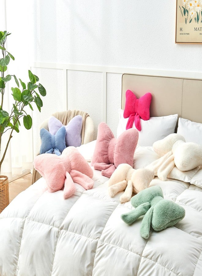 Mepherl Pink Bow Pillow,Soft Bow Throw Pillows with Faux Rabbit Fur,Cute Plush Bow Shaped Pillow Aesthetic Bow Decorative Pillows for Bed Sofa Couch (Large-16 Inch) - Image 5