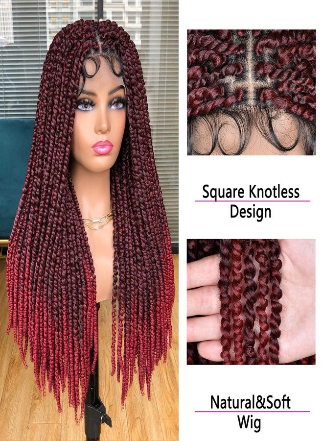 Annivia Passion Twist braided Wigs for Black Women Full Lace knotless braided wigs With Baby Hair Passion Twist Water Wave Crochet Hair Premium Synthetic Lace Faux Locs Braiding Wig(1B/BUG 24Inch) - Image 4