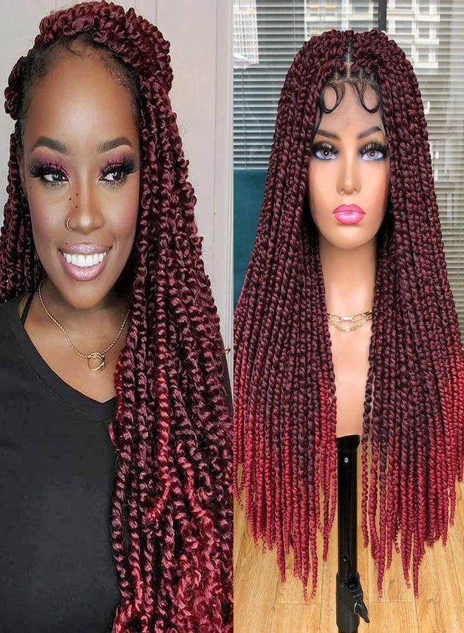 Annivia Passion Twist braided Wigs for Black Women Full Lace knotless braided wigs With Baby Hair Passion Twist Water Wave Crochet Hair Premium Synthetic Lace Faux Locs Braiding Wig(1B/BUG 24Inch) - Image 1