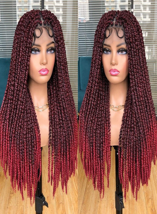 Annivia Passion Twist braided Wigs for Black Women Full Lace knotless braided wigs With Baby Hair Passion Twist Water Wave Crochet Hair Premium Synthetic Lace Faux Locs Braiding Wig(1B/BUG 24Inch) - Image 3