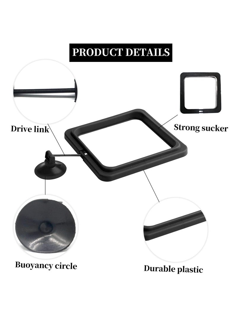 CMGTYYD Fish Feeding Ring, 2 Pieces Fish Feeder Aquarium Fish Turtle Tank Accessories Food Feeder Circle with Suction Cup for Guppy, Bettas, Goldfish, Turtle (Round and Square, Black) - Image 2