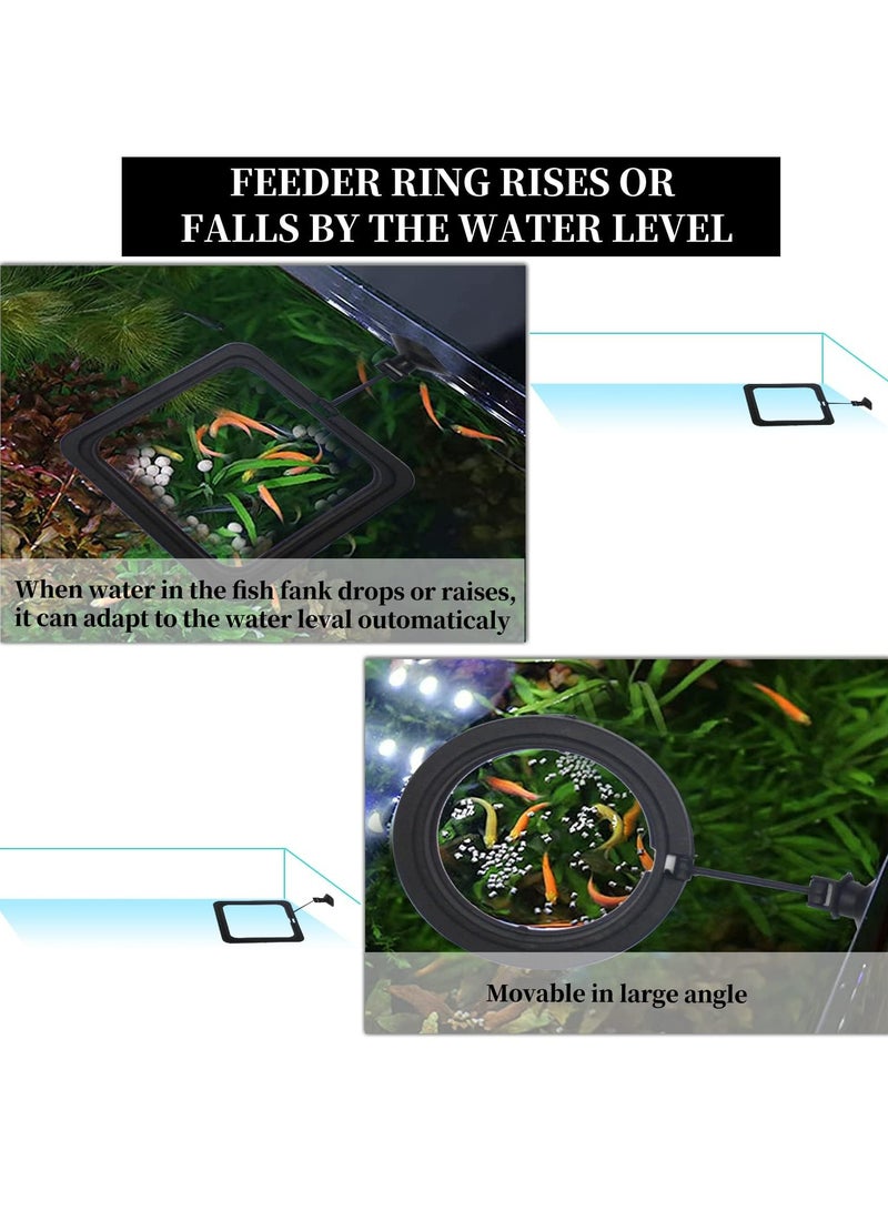 CMGTYYD Fish Feeding Ring, 2 Pieces Fish Feeder Aquarium Fish Turtle Tank Accessories Food Feeder Circle with Suction Cup for Guppy, Bettas, Goldfish, Turtle (Round and Square, Black) - Image 3