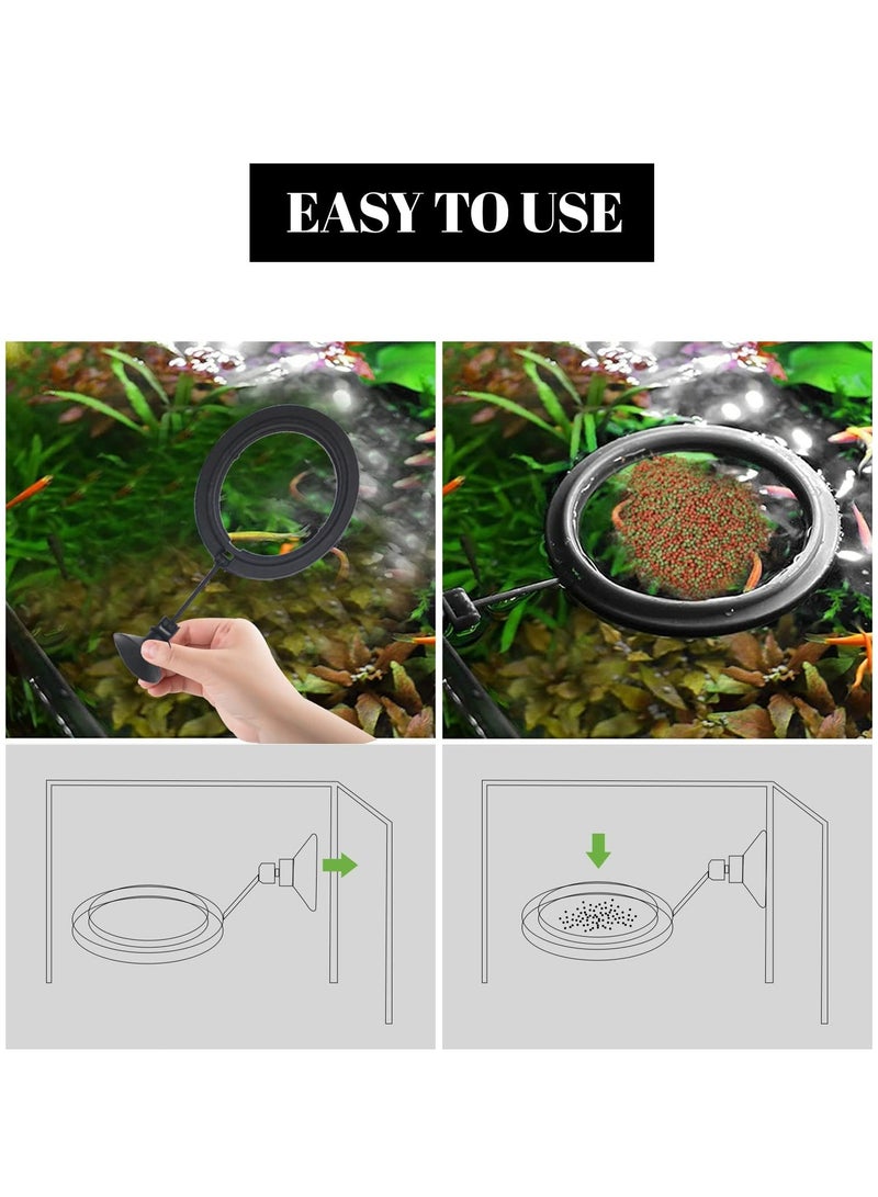 CMGTYYD Fish Feeding Ring, 2 Pieces Fish Feeder Aquarium Fish Turtle Tank Accessories Food Feeder Circle with Suction Cup for Guppy, Bettas, Goldfish, Turtle (Round and Square, Black) - Image 4