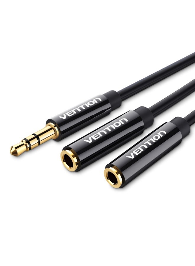 VENTION 3.5mm Male to 2*3.5mm Female Stereo Splitter Cable 0.3M Black ABS Type Model # BBSBY - Image 1