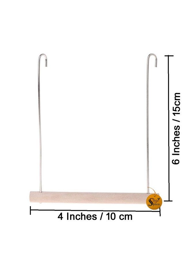 سايج سكوير أرجوحة خشبية طبيعية مرحة مع منصة تعليق على القفص، للتسلق، وممارسة التمارين للطيور (صغير) (عبوة من قطعتين) - Image 2