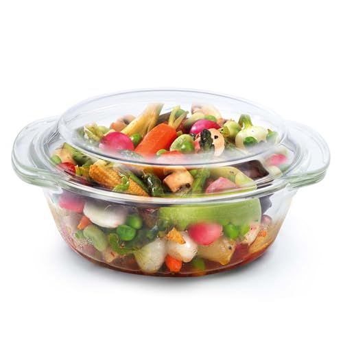 AGARO Elite Borosilicate Glass Casserole with Lid, 1000ml Kitchen, Oven, Microwave and Freezer Safe, Scratch Resistant, Transparent. - Image 1