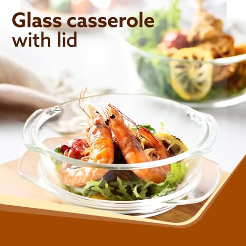 AGARO Elite Borosilicate Glass Casserole with Lid, 1000ml Kitchen, Oven, Microwave and Freezer Safe, Scratch Resistant, Transparent. - Image 2
