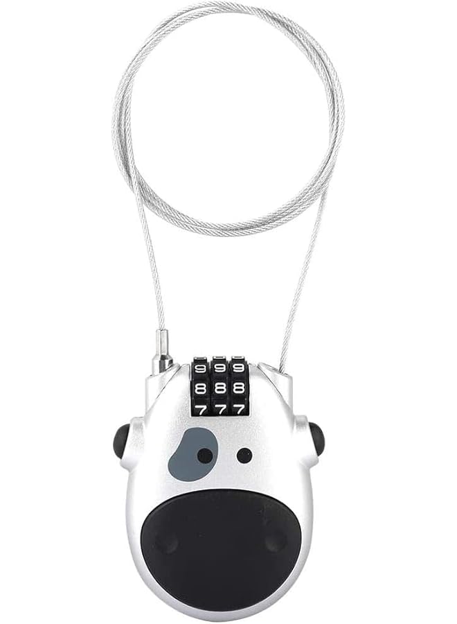 PROMASS PROMASS 3-Digit Code Combination Password Lock - Resettable Zinc Alloy Security Lock with Cute Cow Design for Suitcase, Stroller, Cabinet, Toolbox, Backpack, Bicycle & Travel Accessories (Silver)  - Image 2