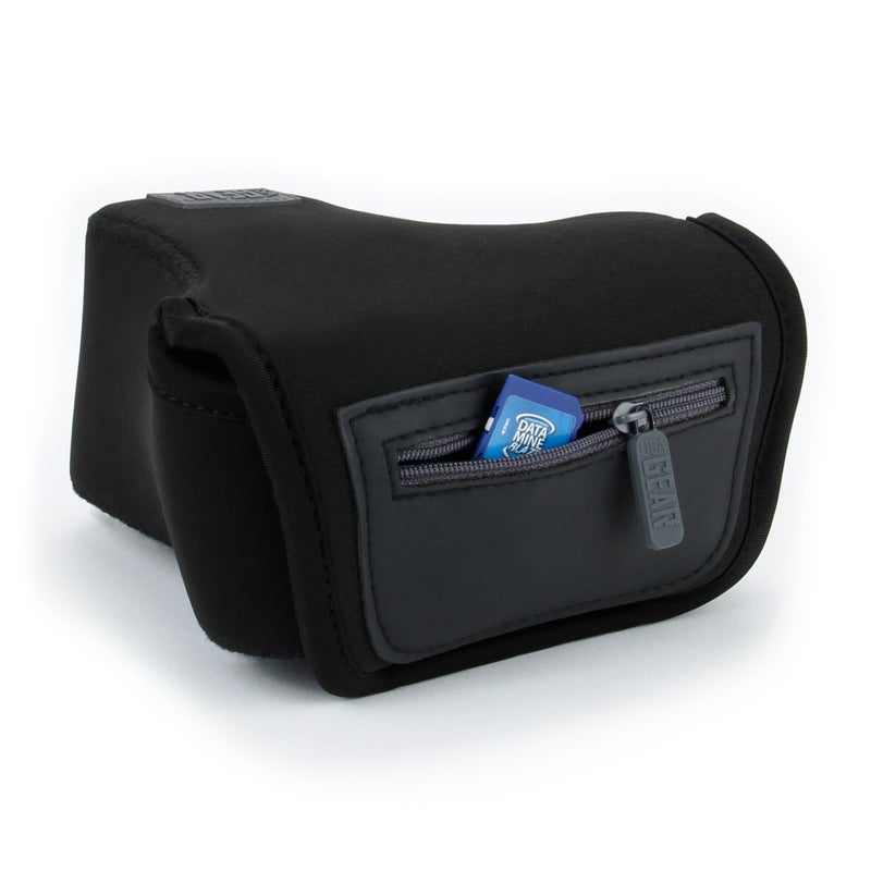 USA GEAR DSLR Camera Sleeve with Neoprene Protection, Holster Belt Loop and Accessory Storage - Compatible with Canon EOS Rebel T7, 850D, 250D, SL3, R7, Nikon D3500, D5600, and More (Black) - Image 3