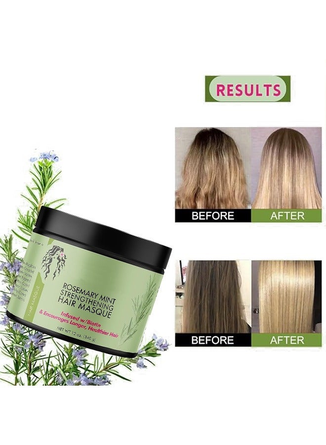 Rosemary Mint Strengthening Hair Masque 340g，Contain Nourishing Infusion of Biotin, Can Stimulate Hair Growth and Aid in The Repair of Damaged Hair, Make Your Hair More Translucent and Shiny - Image 1