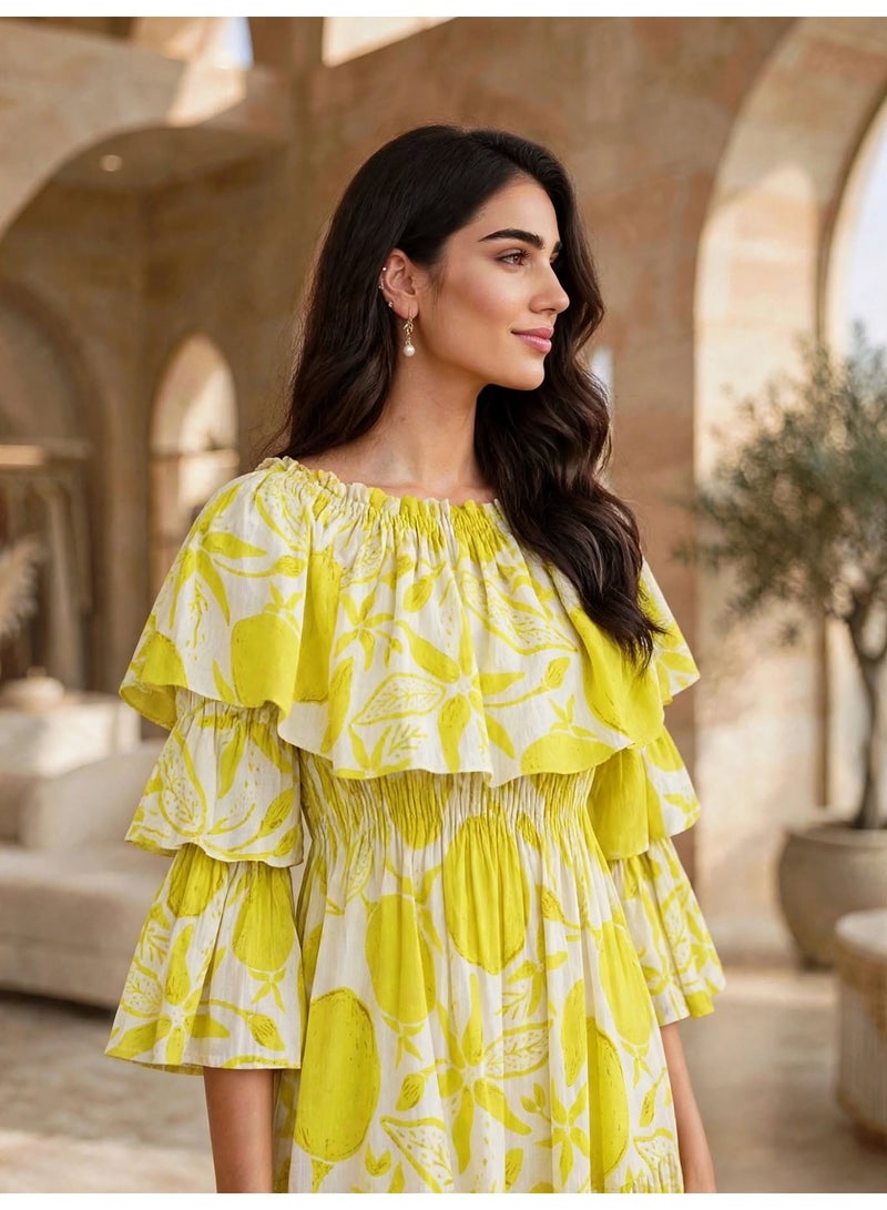 IKKXA Elegant Printed Tiered Flared Maxi Dress - Image 2