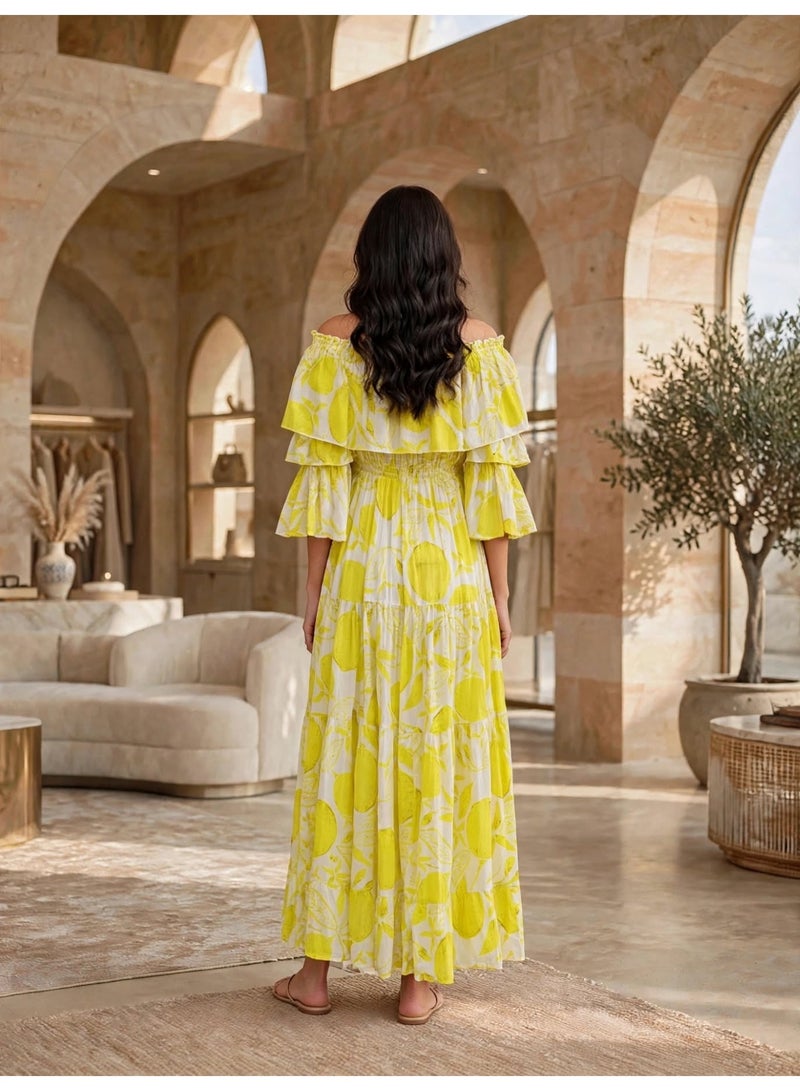 IKKXA Elegant Printed Tiered Flared Maxi Dress - Image 5