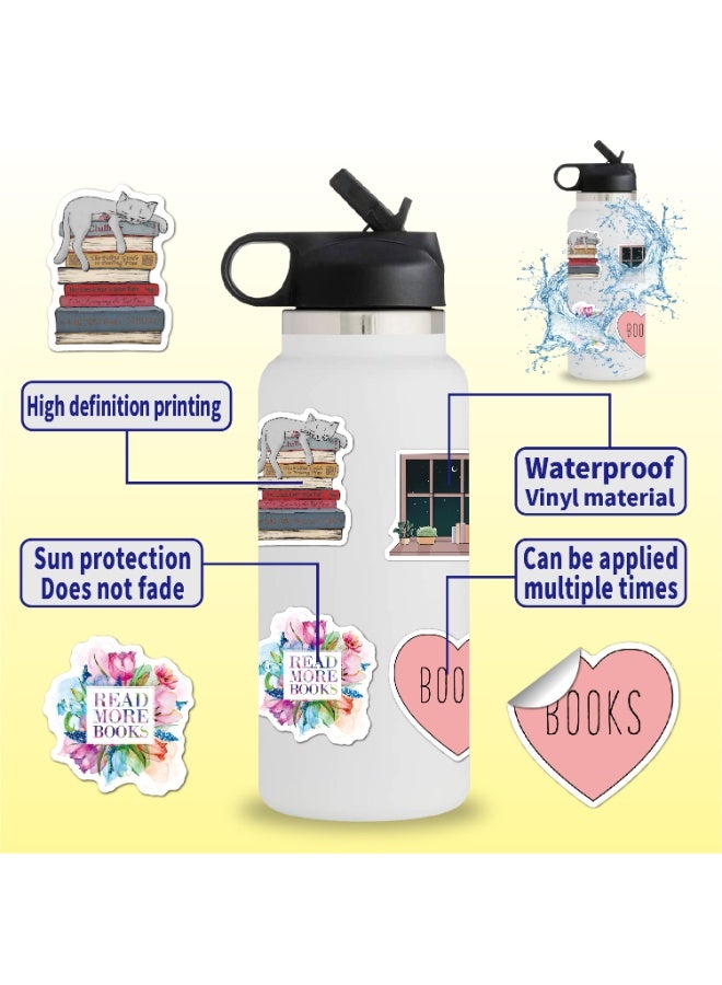 100 قطعة من ملصقات الكتب المصنوعة من الفينيل المقاومة للماء للبالغين والمراهقين والأطفال محبي القراءة هدية لأجهزة الكمبيوتر المحمول والكتب والمكتبة وزجاجة المياه والقرطاسية ومكافآت التدريس - Image 3