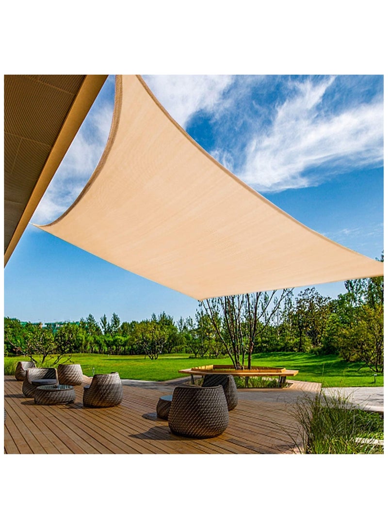 إيه دبليو مظلة شمسية شراعية مربعة مقاومة للماء، مصنوعة من القماش تحجب 95% من الاشعة فوق البنفسجية والماء للاماكن الخارجية والفناء والحديقة والمراب، 5*5*5متر، لون بيج - Image 2