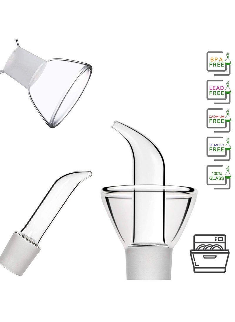 KASTWAVE "380 ml Clear Glass Olive Oil Dispenser Bottle, Oil & Vinegar Cruet with Pourers, Glass Non-Drip Leak Proof No Mess, NO Funnel Needed, Olive Oil Carafe Decanter for Kitchen and BBQ "  - Image 4