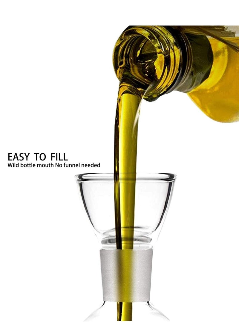 KASTWAVE "380 ml Clear Glass Olive Oil Dispenser Bottle, Oil & Vinegar Cruet with Pourers, Glass Non-Drip Leak Proof No Mess, NO Funnel Needed, Olive Oil Carafe Decanter for Kitchen and BBQ "  - Image 2