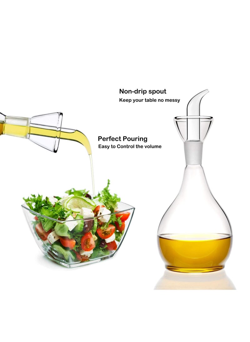 KASTWAVE "380 ml Clear Glass Olive Oil Dispenser Bottle, Oil & Vinegar Cruet with Pourers, Glass Non-Drip Leak Proof No Mess, NO Funnel Needed, Olive Oil Carafe Decanter for Kitchen and BBQ "  - Image 3
