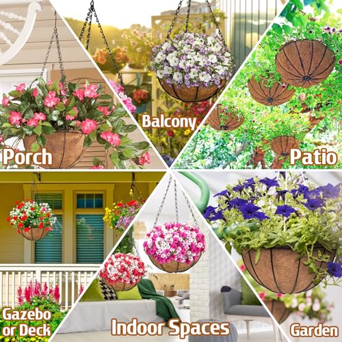 ZeeDix 2 Pack 16 Inch Large Hanging Baskets for Plants Outdoor with Coconut Liners Replacement, Hanging planters Baskets with Natural Coco Liner for Outdoor Indoor Planters Flowers Vegetables - Image 5