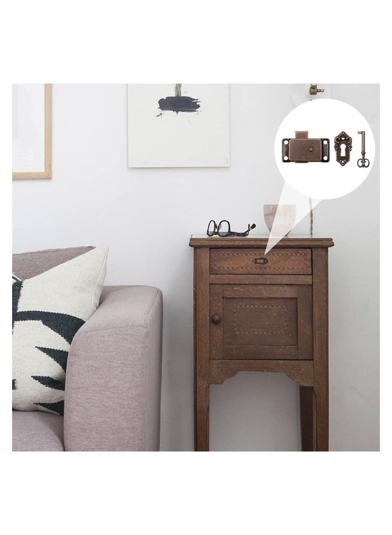 2 pieces Antique Cabinet Door Lock Vintage Decorative Furniture Lock with Key Zinc Alloy Cabinet Lock Decorative Lock Catches with Key for Jewellery Boxes Wooden Boxes Drawer Wardrobe - Image 3