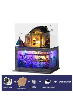 Tianyu DIY Miniature Dollhouse Wooden Furniture Kit,Handmade Mini Modern Villa Model Plus with Dust Cover& Music Box,1:24 Scale Creative Doll House Toys for Children (Hawaii Impression)  - Image 2