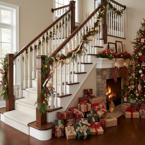 Canlierr 12 Feet Christmas Wooden Beads Garland Round Craft Farmhouse Vintage Wood Bead Garlands for Xmas Decoration Supplies(Natural Color) - Image 4