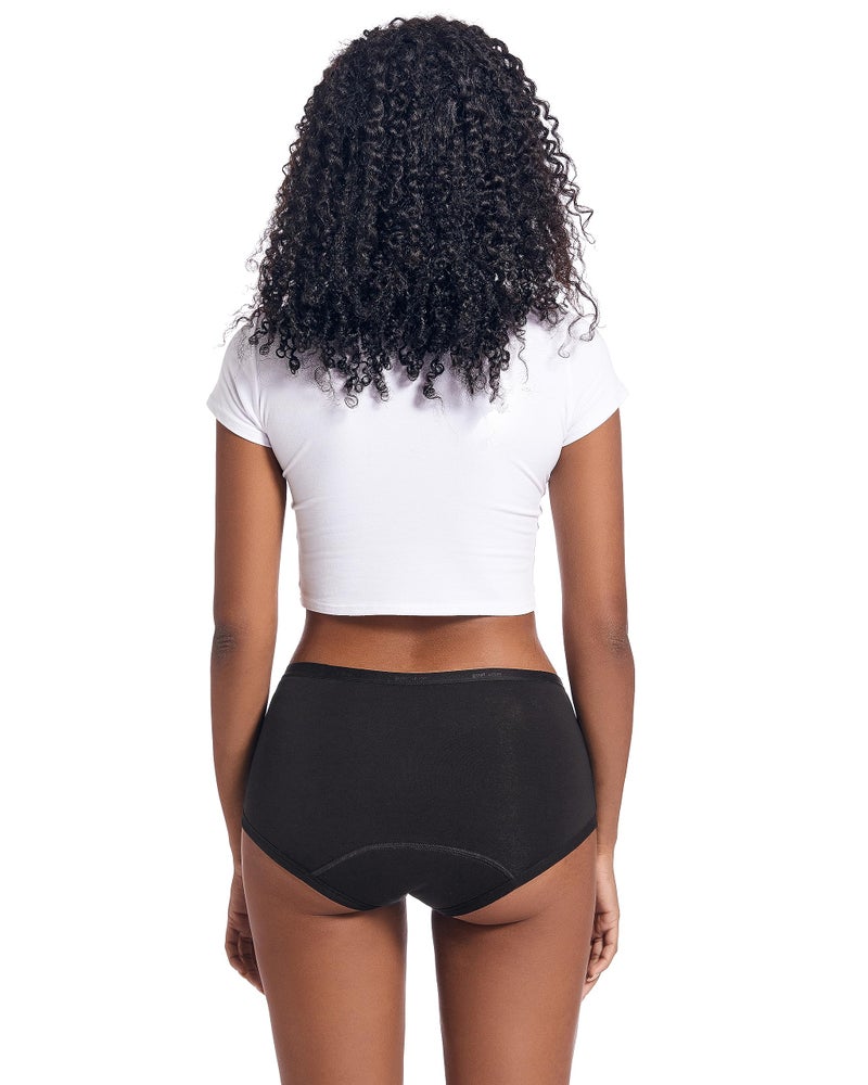 Goat Union Organic Cotton Boyleg Period Underwear for Women & Teens - Moderate Absorbency Period Panty, Black, XS, Pack of 1 - Image 2