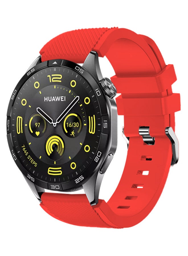 CATANES (for Huawei GT4 22mm) Silicone Strap,Sport Wristband Strap Adjustable Silicone Sport Band Red - Image 2