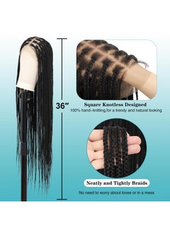 Kalyss 36 Box Braided Wigs For Women 13X8 Inch Hd Lace Front Knotless Box Braid Wig Braided Lace Front Wig Black Human Hair Blended Lace Front Braids Wigs With Baby Hair  - Image 2