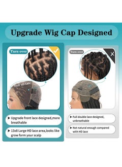 Kalyss 36 Box Braided Wigs For Women 13X8 Inch Hd Lace Front Knotless Box Braid Wig Braided Lace Front Wig Black Human Hair Blended Lace Front Braids Wigs With Baby Hair  - Image 4