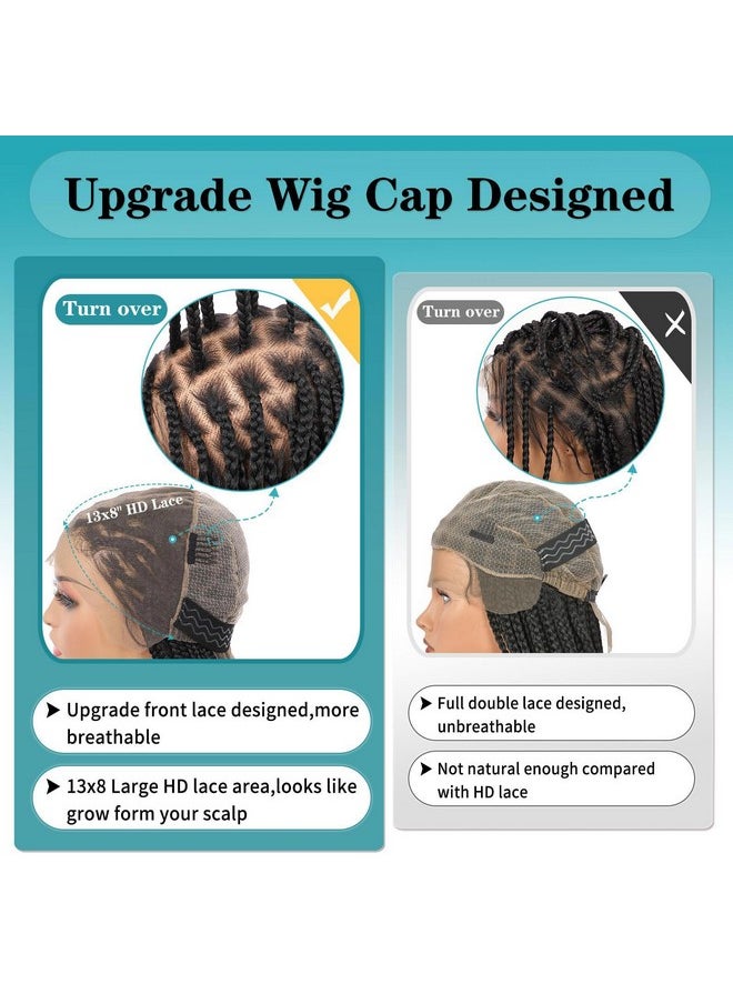 Kalyss 36 Box Braided Wigs For Women 13X8 Inch Hd Lace Front Knotless Box Braid Wig Braided Lace Front Wig Black Human Hair Blended Lace Front Braids Wigs With Baby Hair  - Image 4