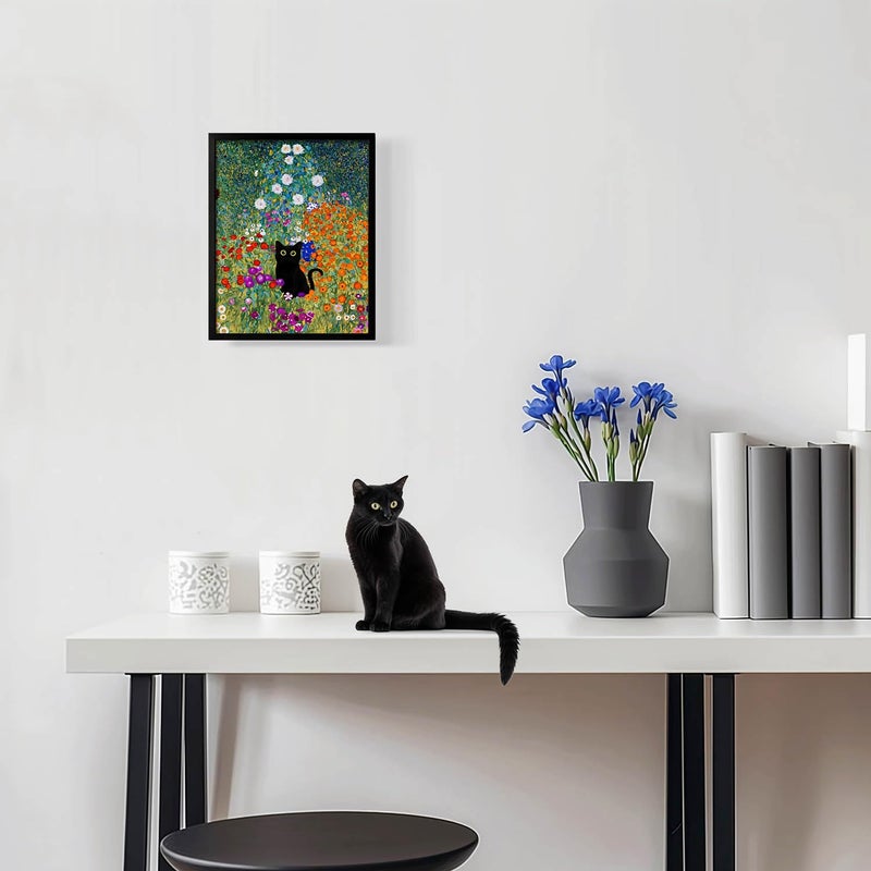 Hamduker Canvas Wall Art Cat Decor for Dorm Bedroom Canvas Prints Aesthetic Monet Cat Posters Living Room Decor (Size: 8''x10''x1pcs) - Image 2