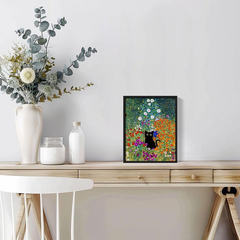 Hamduker Canvas Wall Art Cat Decor for Dorm Bedroom Canvas Prints Aesthetic Monet Cat Posters Living Room Decor (Size: 8''x10''x1pcs) - Image 3