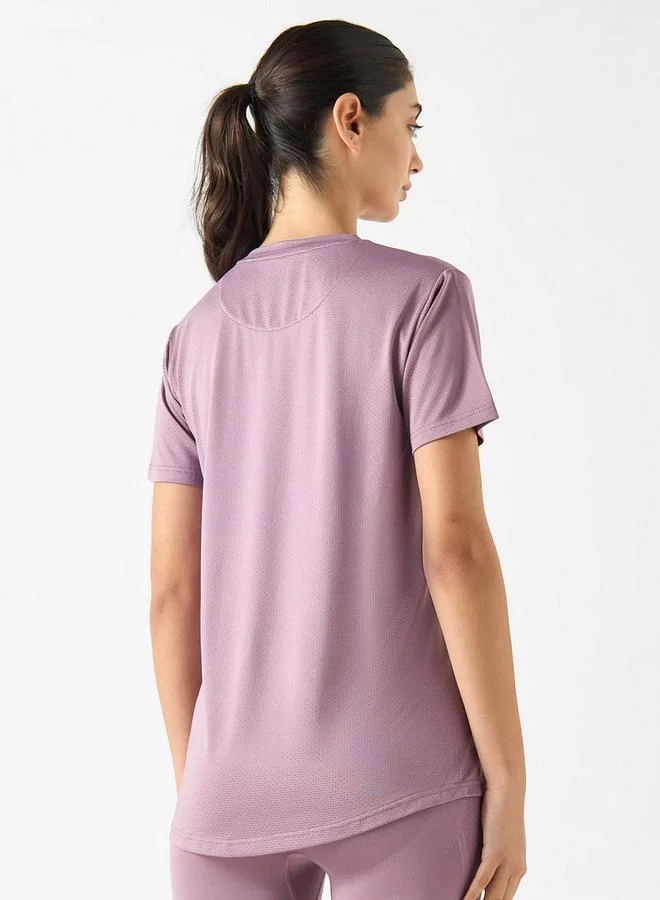 ADOT by Splash Textured Crew Neck T-shirt with Short Sleeves