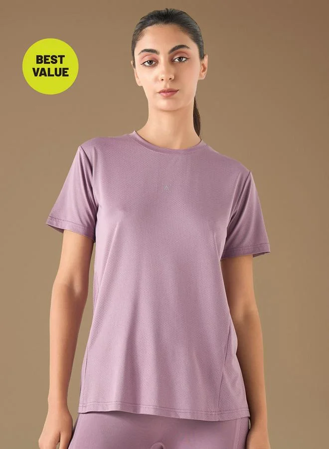 ADOT by Splash Textured Crew Neck T-shirt with Short Sleeves