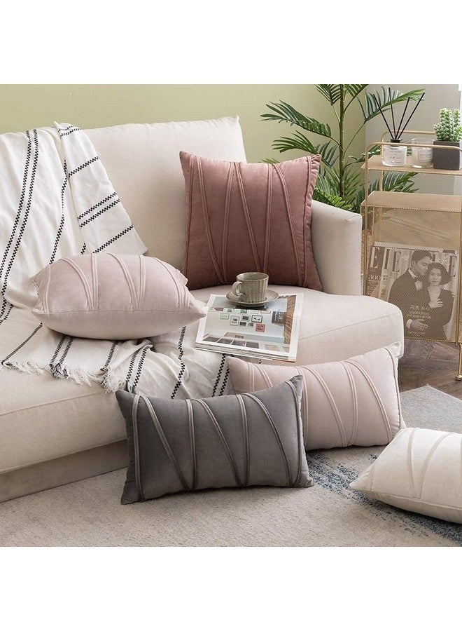 Khooti Velvet 200 TC Cushion Cover Pack Of 1-12"X18"/30X46 Cm-Light Grey-Soft Pillow Covers Cushion Case For Sofa Bedroom Living room Chair Car, Cushion Cover With Random Zig Zag Pattern - Image 4