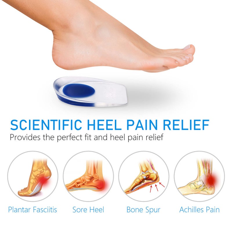 Dr.Pedi Heel Cups For Heel Pain 3 Pairs Gel Silicone Heel Pads Heel Lifts For Achilles Tendonitis Inserts For Women Insole Shoe For Plantar Fasciitis Relief - Image 2