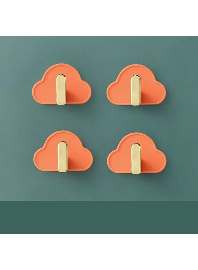 برتقالي 4 قطع على شكل حرف L خطافات حائط لاصقة لا تحتاج إلى حفر للمطبخ الحمام مفاتيح حقائب - Image 2